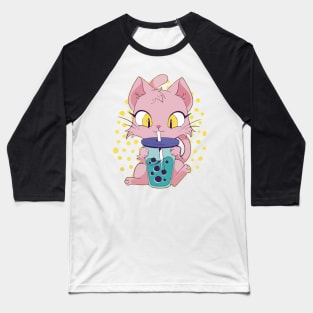 Cat Boba Tea Bubble tea Anime Kawaii Neko for Girls Teenager Baseball T-Shirt